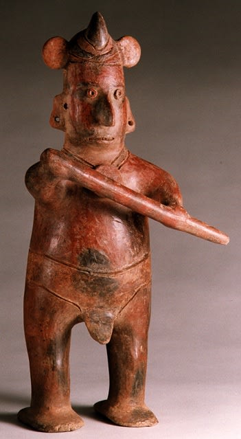 Colima Sculpture of a Standing Shaman Warrior, 300 BCE - 300 CE
