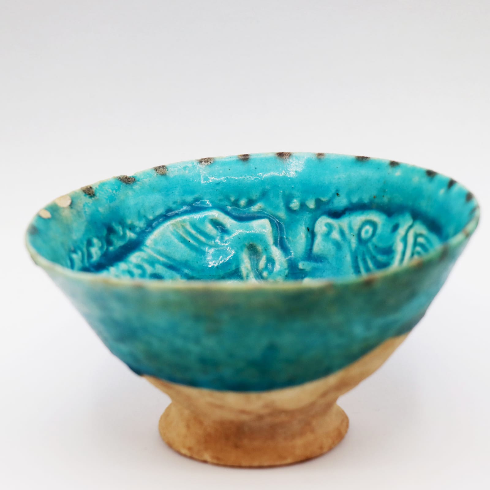 Bamiyan Blue-Glazed Bowl, with Tigers, Twelfth to Thirteenth Century AD