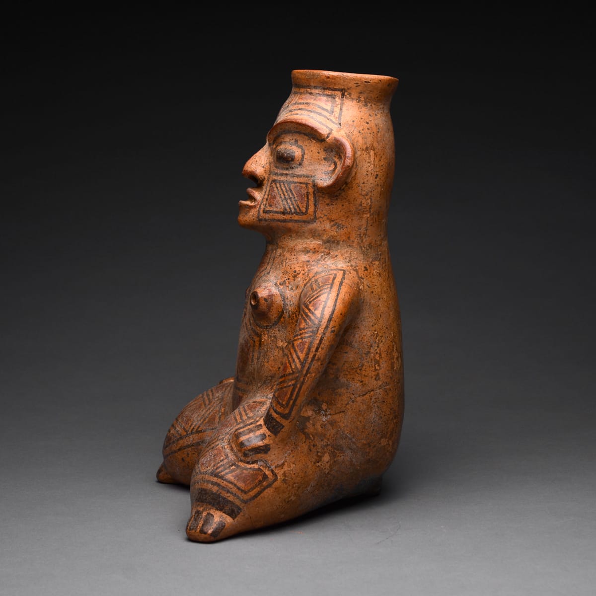 Polychrome Seated Female Sculpture, 500 CE - 800 CE