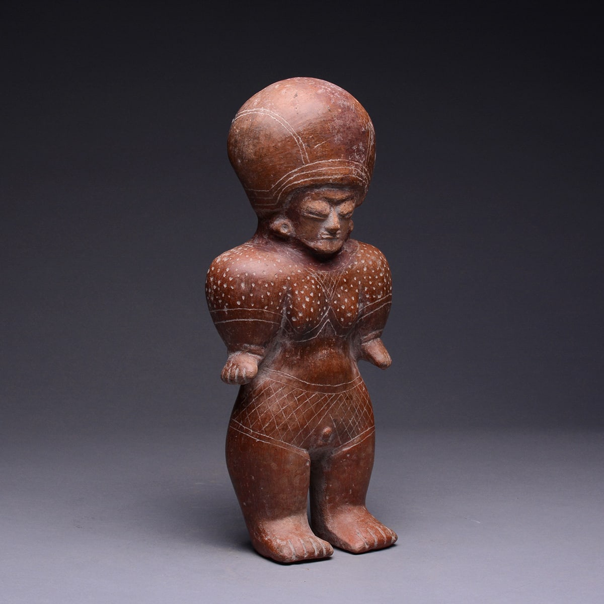 Chorrera Terracotta Sculpture of a Standing Woman, 1100 BCE - 300 CE