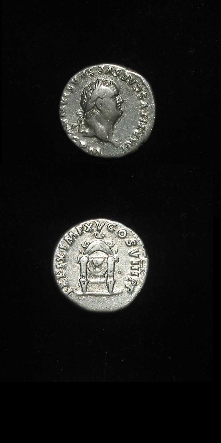 Silver Denarius of Emperor Titus, 79 CE - 81 CE