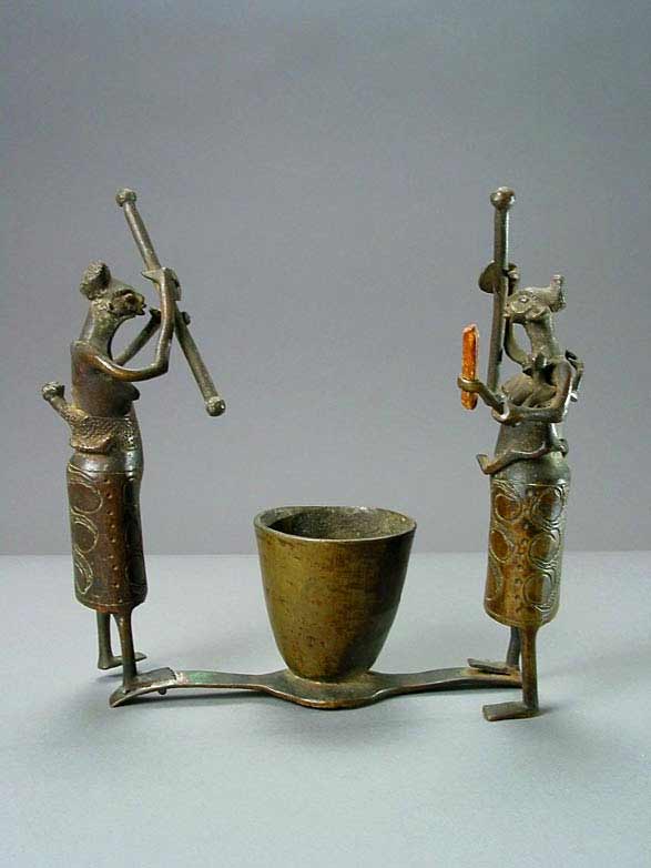 Fon Sculpture of Two Standing Figures and a Vessel, 20th Century CE