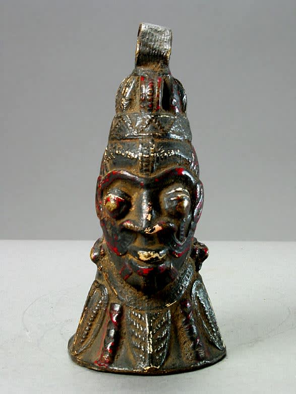 African Art-Benin Brass Bell-Shaped Head, 19th Century CE - 20th Century CE