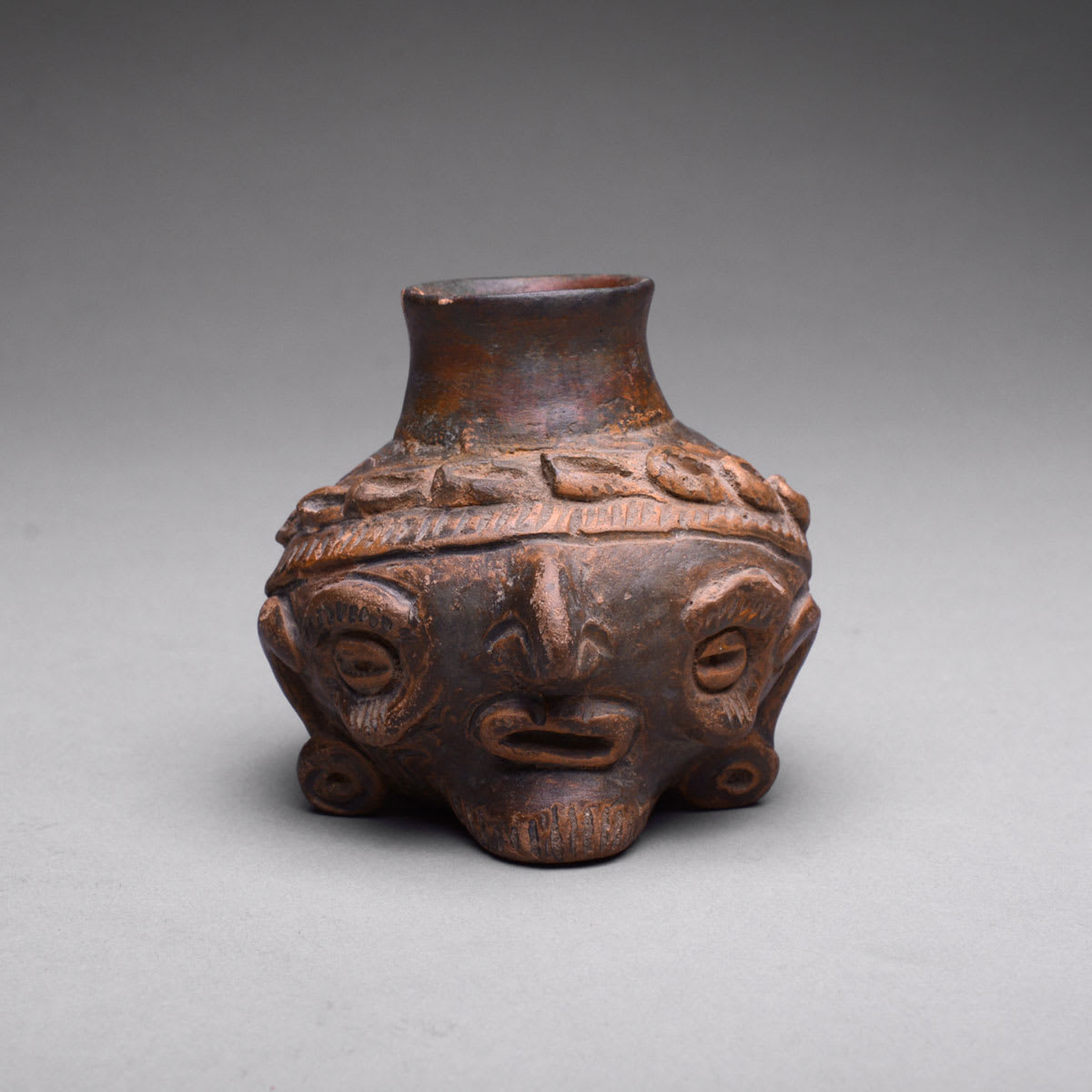 Toltec Plumbate Head Effigy Vessel, 550 CE - 950 CE