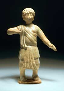 Sui Ochre-Glazed Terracotta Sculpture of a Standing Man with European Features, 581 CE - 618 CE