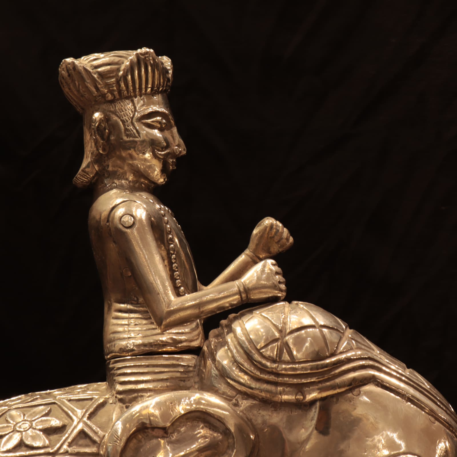 Silver Statue of an Elephant and Detachable Rider with Incised Mughal Motifs, 18th to 19th Century CE