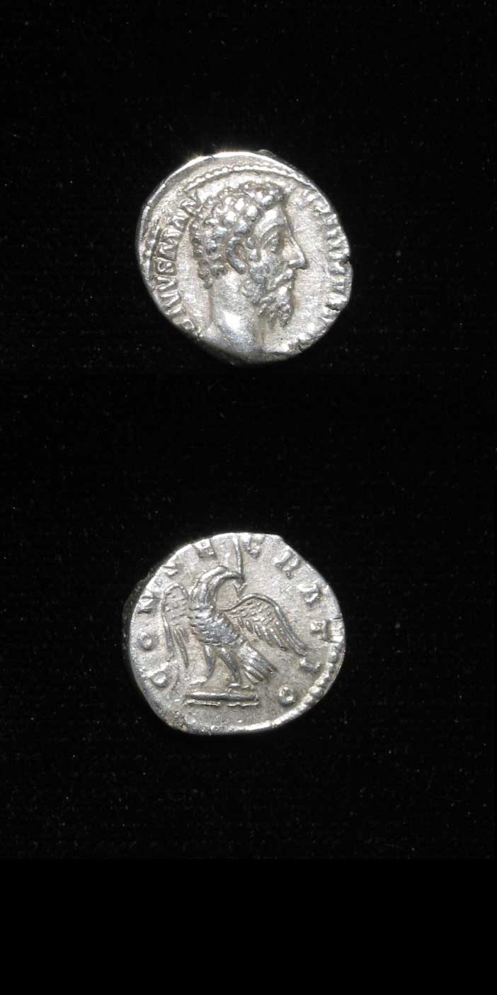 Silver Denarius of Emperor Marcus Aurelius Issued Posthumously by Commodus, 180 CE - 192 CE