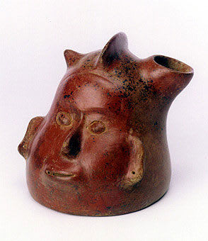 Colima Vessel in the Form of a Shaman's Head, 300 BCE - 300 CE
