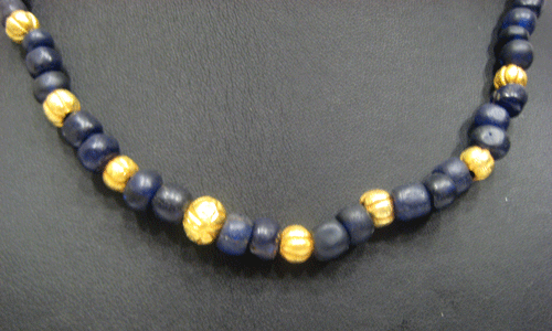 Dark Blue Glass Bead Necklace, 100 CE - 1200 CE