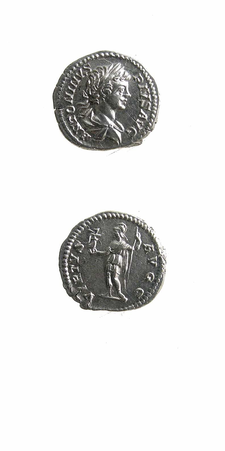 Silver Denarius of Emperor Caracalla, 200 CE - 210 CE