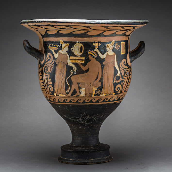 Campanian Red and White-Figure Bell Krater, 400 BCE - 300 BCE