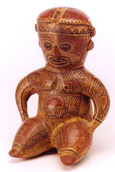 Terracotta Polychrome Seated Figure, 500 CE - 1000 CE