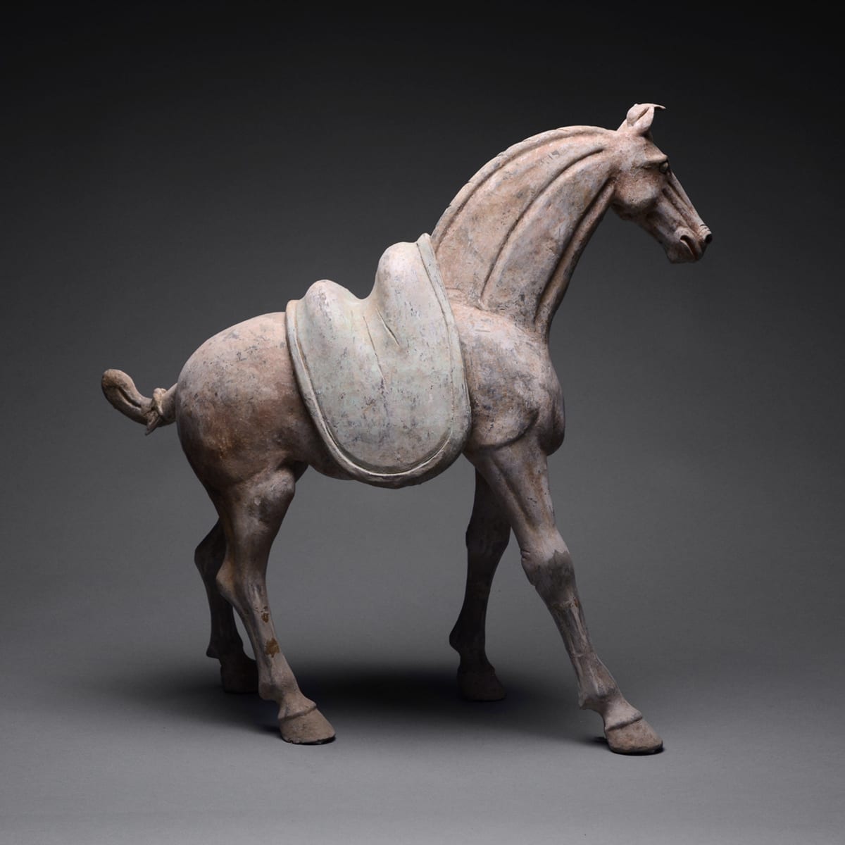 Pair of Tang Terracotta Horses with Removable Saddles, 618 CE - 906 CE
