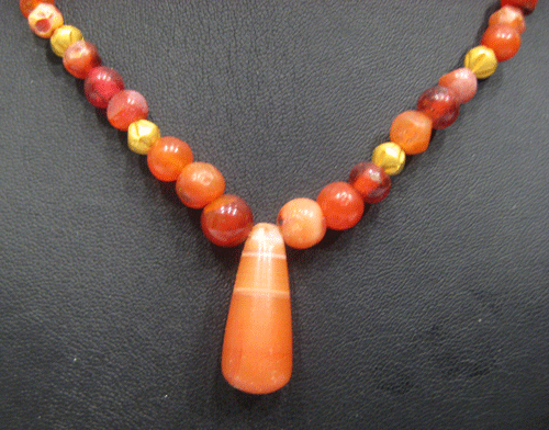 Carnelian Bead Necklace with Pendant, 3000 BCE - 300 CE