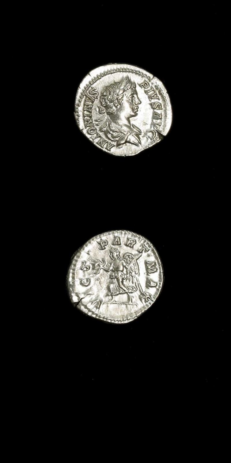 Silver Denarius of Emperor Caracalla, 200 CE - 210 CE