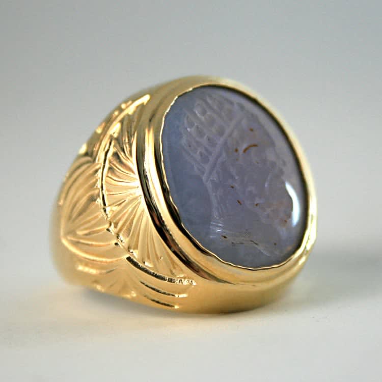Gold Ring Featuring a Roman Chalcedony Intaglio, 100 CE - 300 CE
