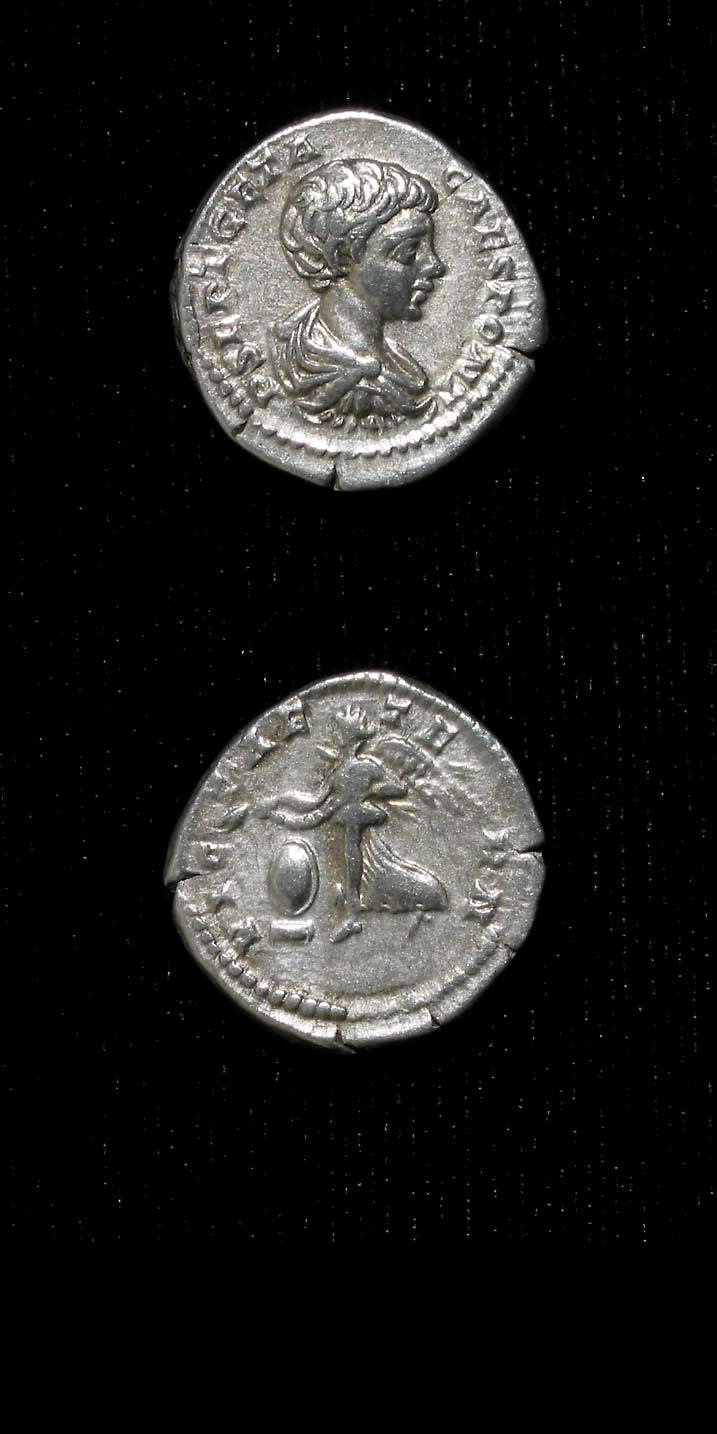 Silver Denarius of Geta Struck While Caesar, 199 CE - 202 CE
