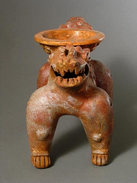 Bowl Supported by a Double-Headed Jaguar Effigy, 500 CE - 1000 CE