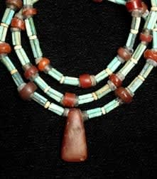 Faience, Carnelian, And Yellow Quartz Necklace, 3300 BCE - 1300 BCE