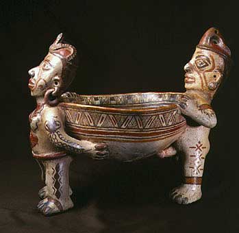 Terracotta Sculpture of a Couple Carrying a Bowl, 500 CE - 800 CE