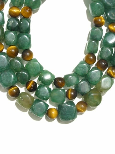 Aventurine Bead and Tiger's Eye Bead Necklace