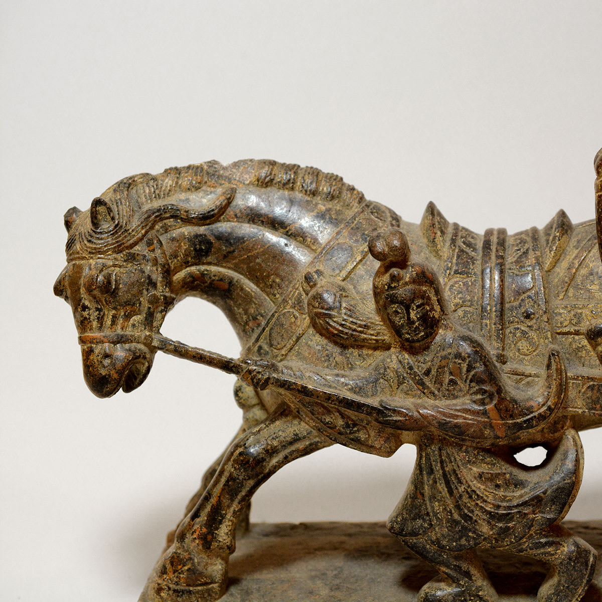Ming Stone Sculpture of a Chariot Rider, Horse and Attendents, 1368 CE - 1644 CE