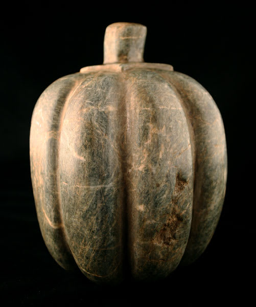 Aztec Green Stone Sculpture of a Cacao Pod, 1300 CE - 1550 CE
