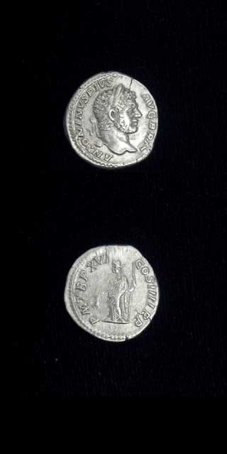 Silver Denarius of Emperor Caracalla, 210 CE - 213 CE