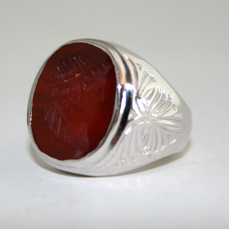 Gold Ring Featuring a Roman Carnelian Intaglio Depicting the Head of an Emperor, 200 CE - 400 CE
