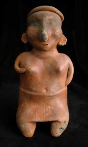 Nayarit Terracotta Sculpture of a Seated Woman, 300 BCE - 300 CE