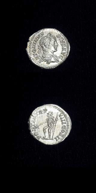 Silver Denarius of Emperor Caracalla, 200 CE - 210 CE