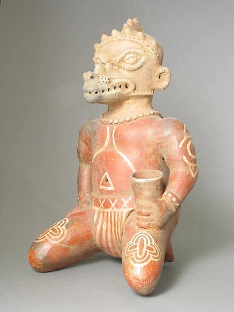 Sculpture of a Seated Saurian Deity Holding a Cup, 300 BCE - 300 CE