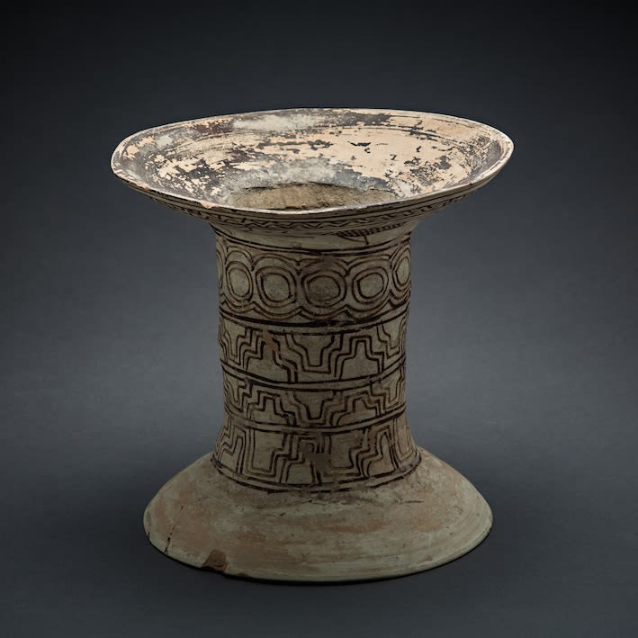 Indus Valley Terracotta Cylinder Decorated with Fish and Geometric Motifs. /// published 9942, 3000 BCE - 2000 BCE