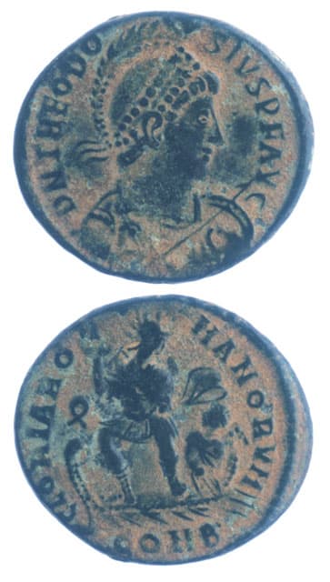 Bronze Coin of Emperor Theodosius I, 379 CE - 395 CE