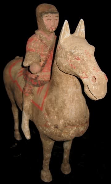 Han Polychrome Horse and Rider, 206 BCE - 220 CE
