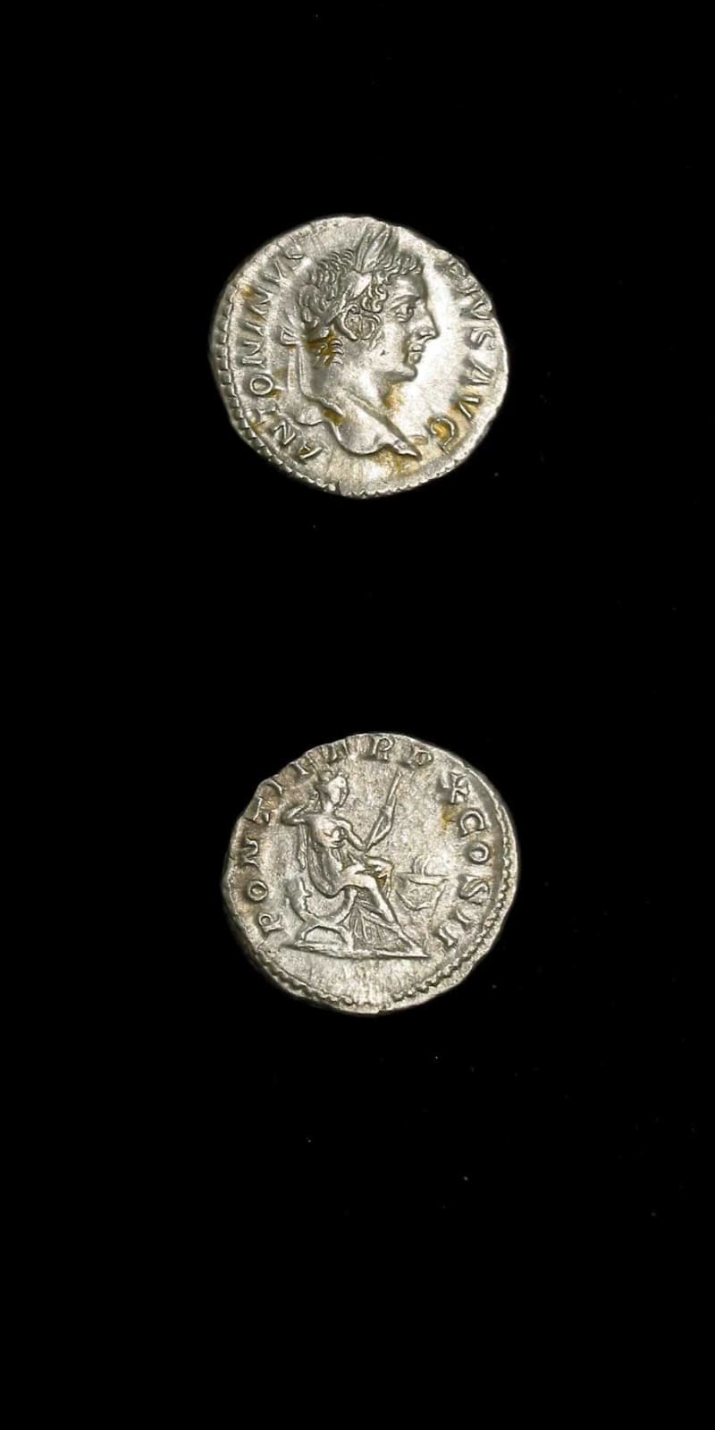 Silver Denarius of Emperor Caracalla, 200 CE - 210 CE