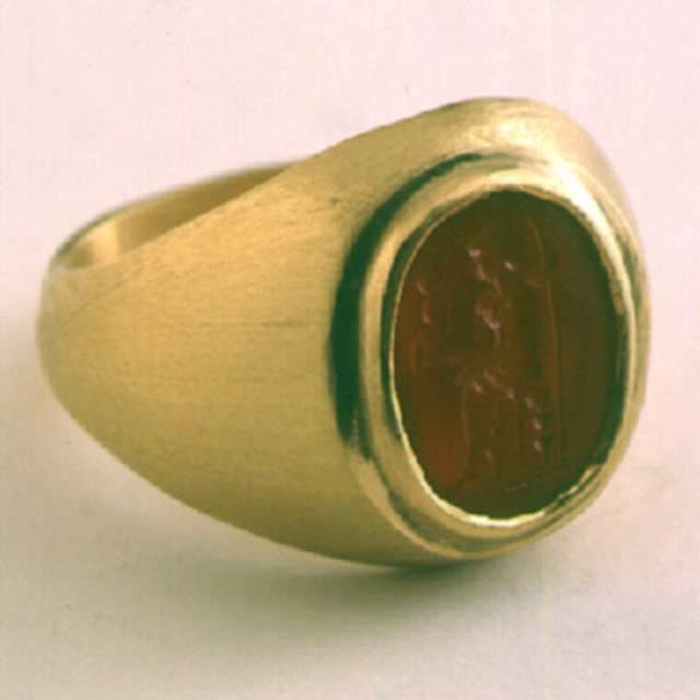 Carnelian Intaglio of a Seated Deity on a Throne, 1700 CE - 1800 CE