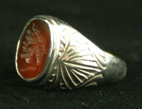 White Gold Ring Featuring a Roman Carnelian Intaglio the Bust of an Emperor, 100 CE - 300 CE