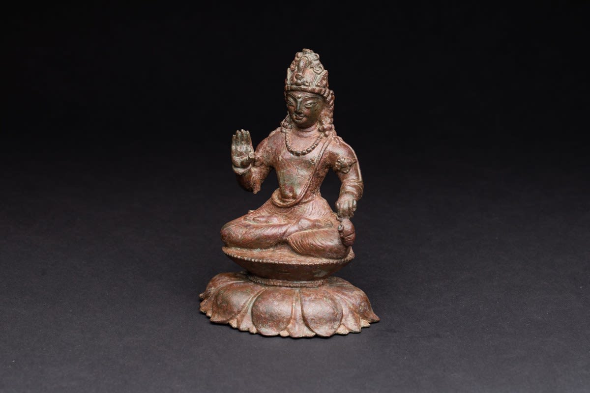 Gandharan Silver-Inlaid Bronze Figure of the Bodhisattva Avalokitesvara, 6th Century CE - 8th Century CE