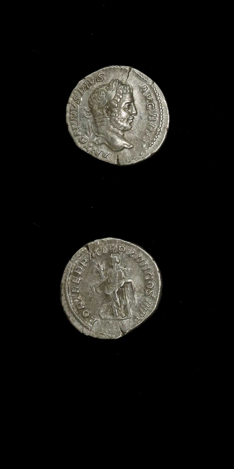 Silver Denarius of Emperor Caracalla, 210 CE - 213 CE