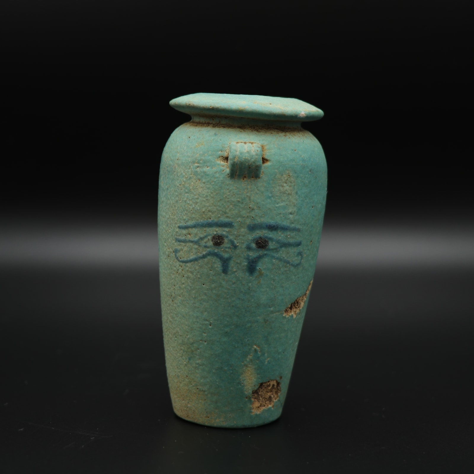 New Kingdom Faience Jar with Eyes of Horus, 1500 BC - 1069 BC
