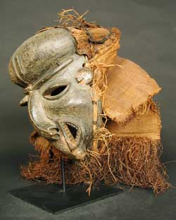Pende Mbangu Mask with Textile Hood, 19th Century CE - 20th Century CE