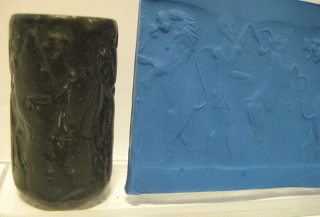 Cylinder Seal of Dark Stone, 2300 BCE - 2200 BCE