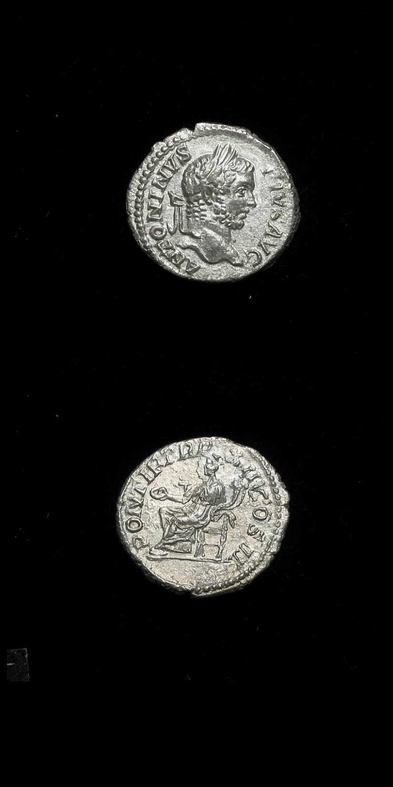 Silver Denarius of Emperor Caracalla, 200 CE - 210 CE