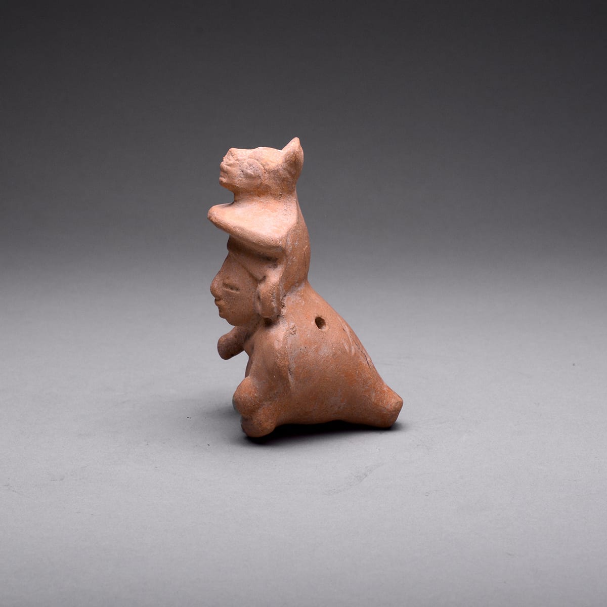 Mayan Terracotta Whistle in the Form of a Shaman, 300 CE - 900 CE