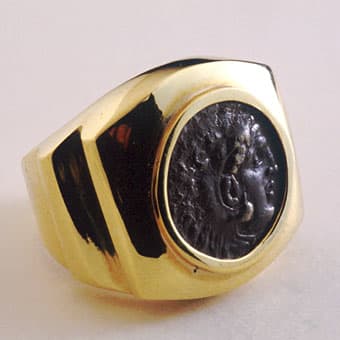 Silver Coin Of King Alexander The Great Set In An 18 Karat Gold Ring, 336 BCE - 323 CE