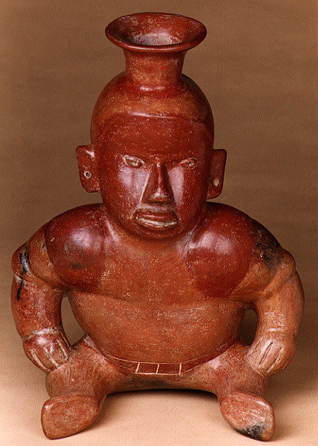 Colima Vessel in the Form of a Squatting Hunchback, 300 BCE - 300 CE