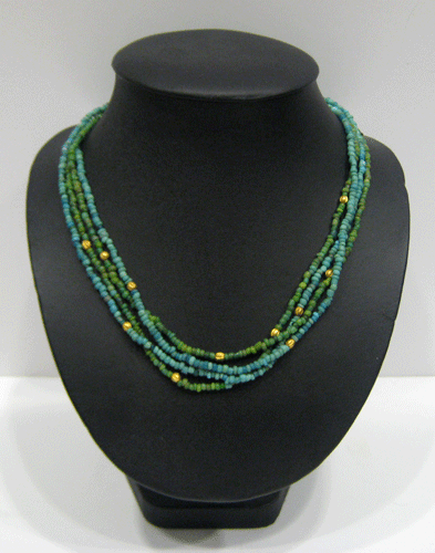 Mixed Turquoise and Green Glass Bead Necklace, 100 CE - 1200 CE
