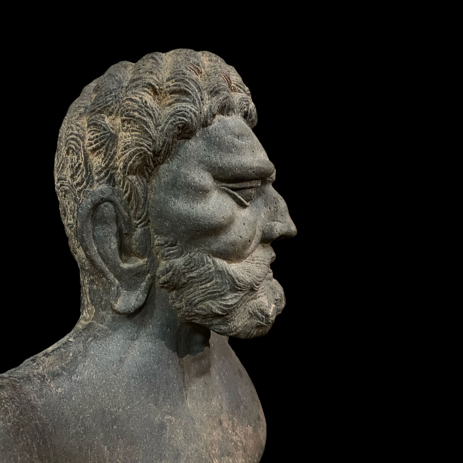 Gandhara Schist Sculpture of an Ascetic, 2nd Century CE - 3rd Century CE
