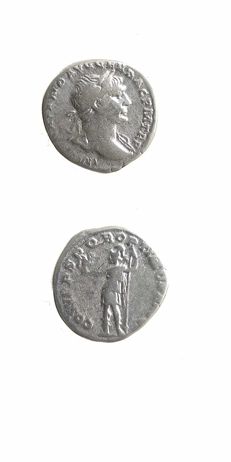 Silver Denarius of Emperor Trajan, 98 CE - 117 CE